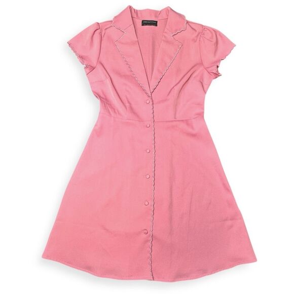 URBAN OUTFITTERS Women’s Pink Betty Mini Dress Scallop Collar Button Front Size - Picture 3 of 8